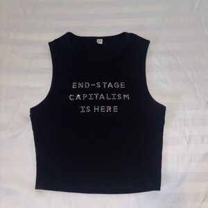 Fashion Brand Company End Stage Capitalism rhinestone tencel rib tank - S/M